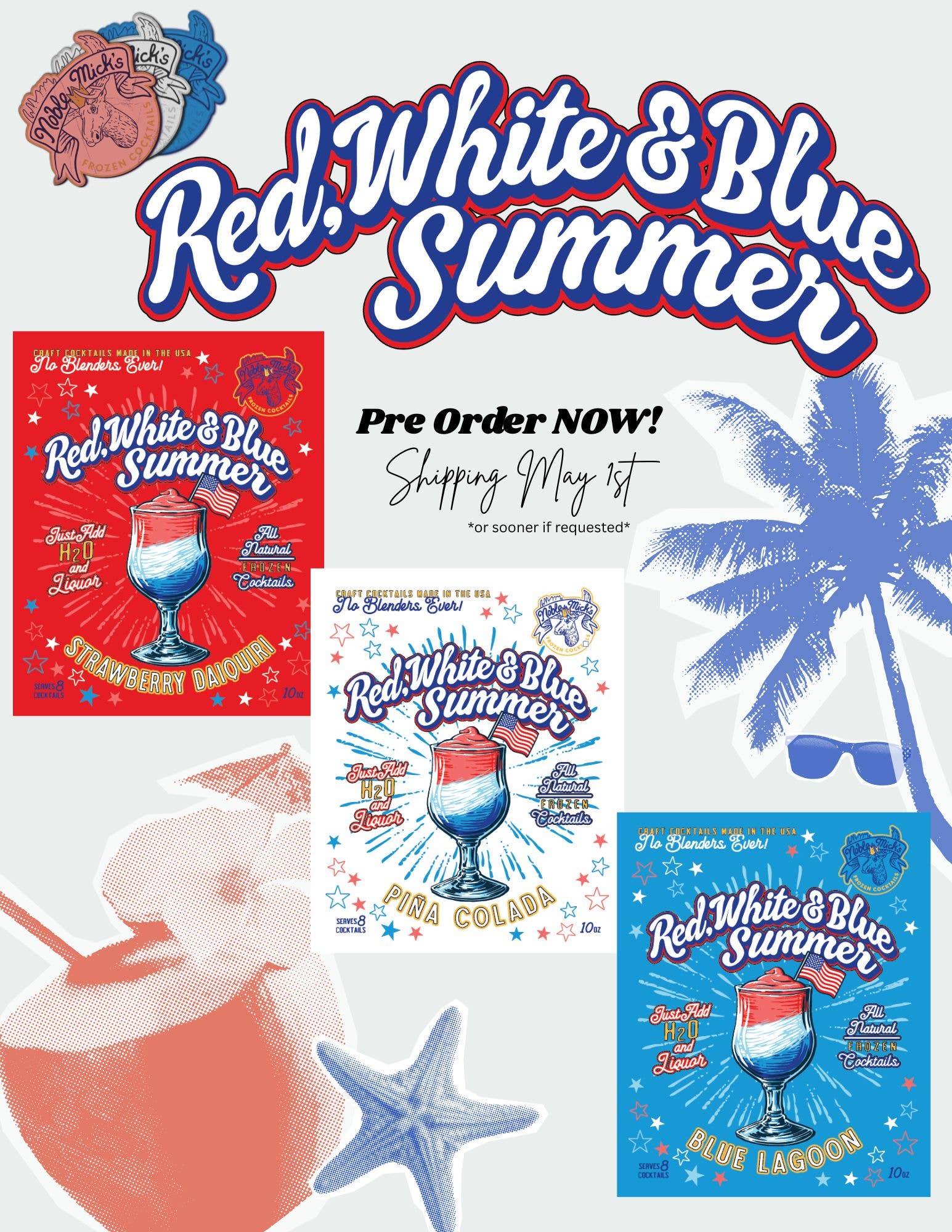 Red, White & Blue Summer Strawberry Daiquiri Frozen Cocktail