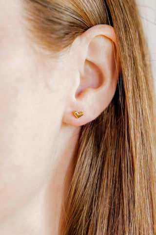 Fable Heart Gold Screwback Stud Earrings