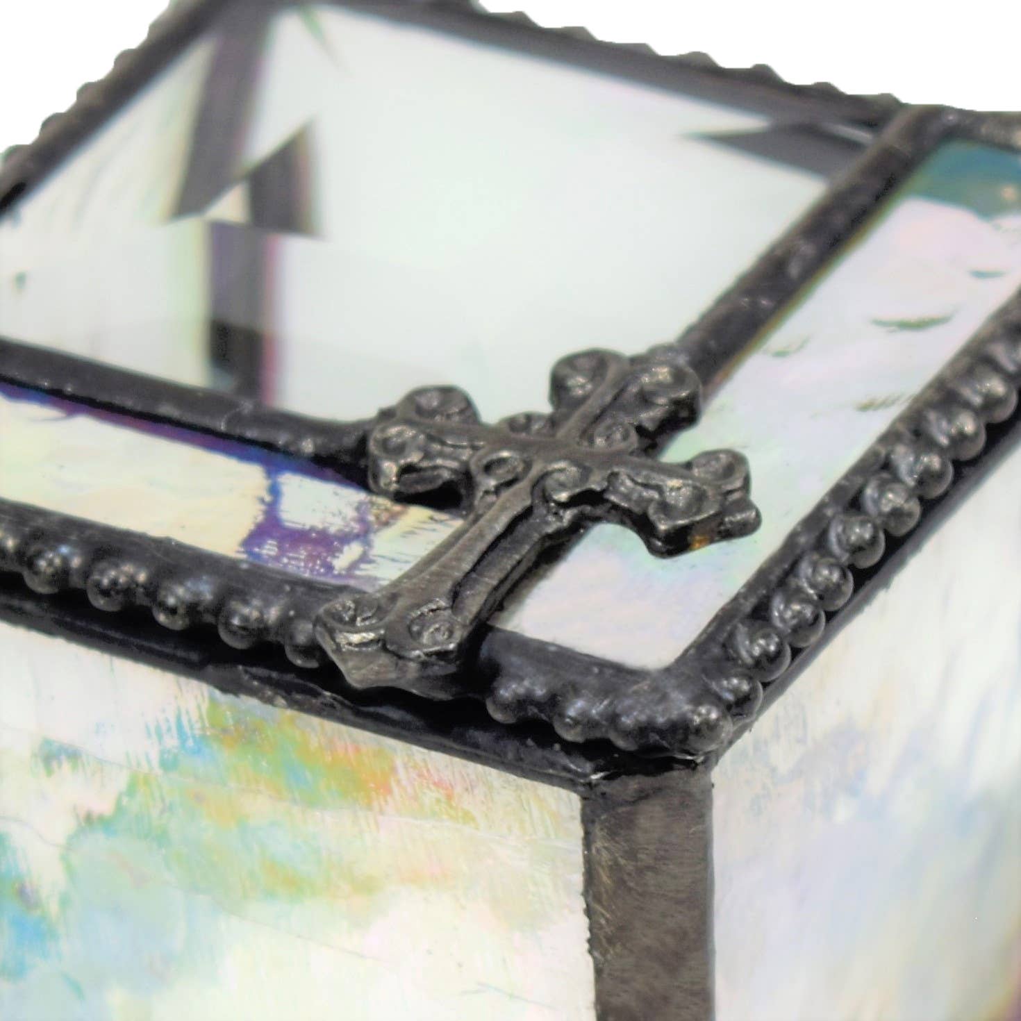 Clear Stained Glass Rosary Box