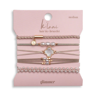 Glimmer Pearl & Gold Hair Tie Bracelets by K'lani