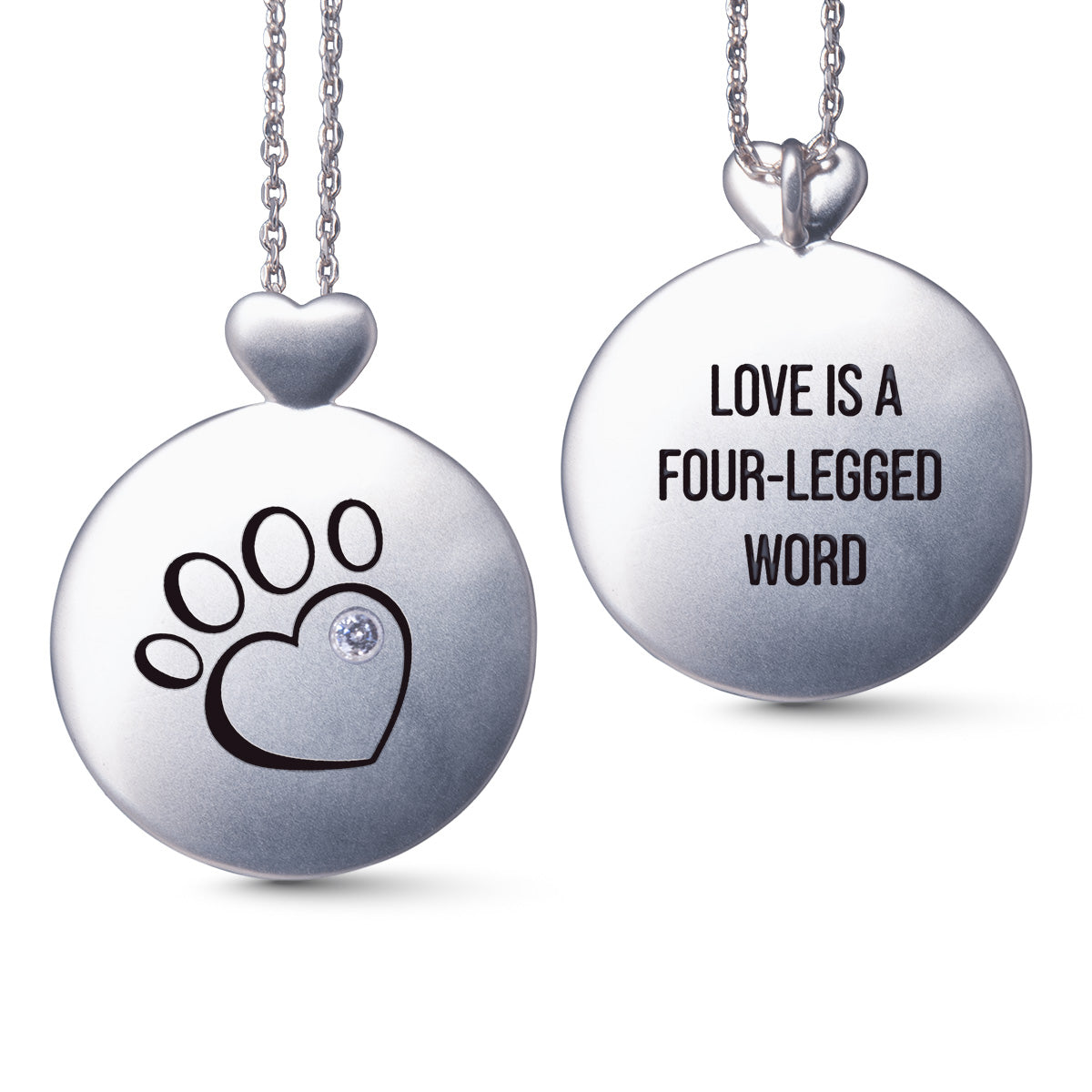 Silver Necklace w/ Heart Paw Pendant