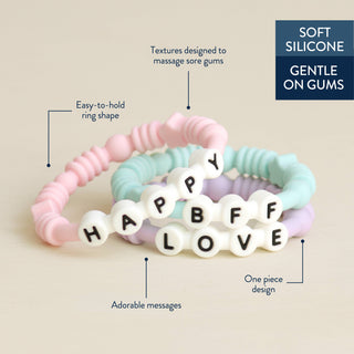 Bitzy Bands Silicone Teething Rings – Set of 3