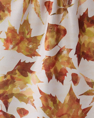 Geometry Painted Fall Tea Towel | Watercolor Maple Leaf in Fall Colors
