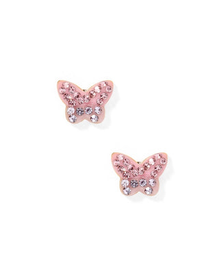 Bindi Butterfly CZ Screwback Stud Earrings – Pink & Purple