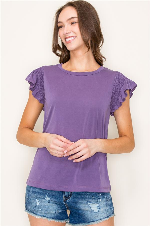 Smocked Ruffle Cap Sleeve Top