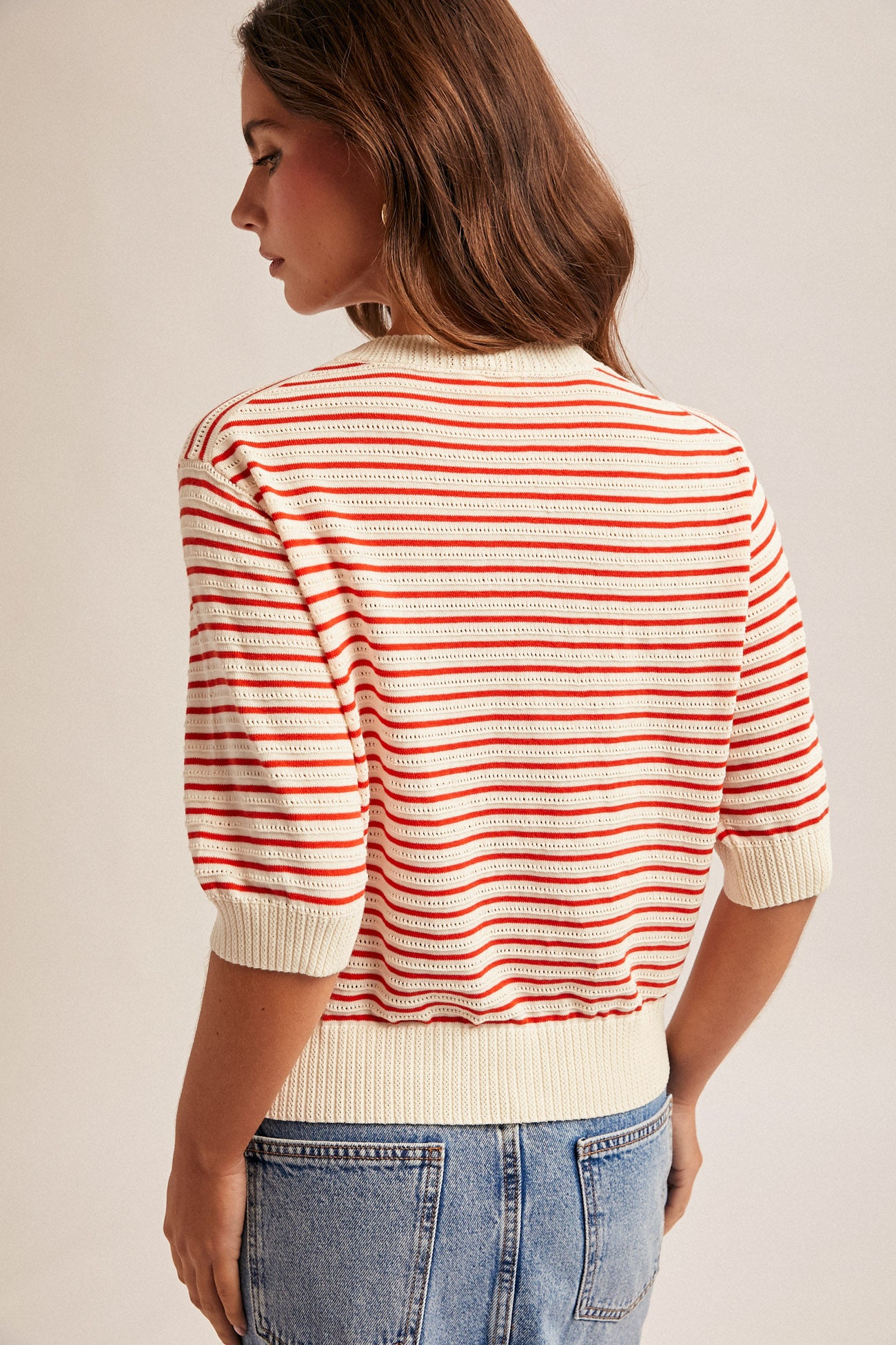 Striped Short Sleeve Sweater