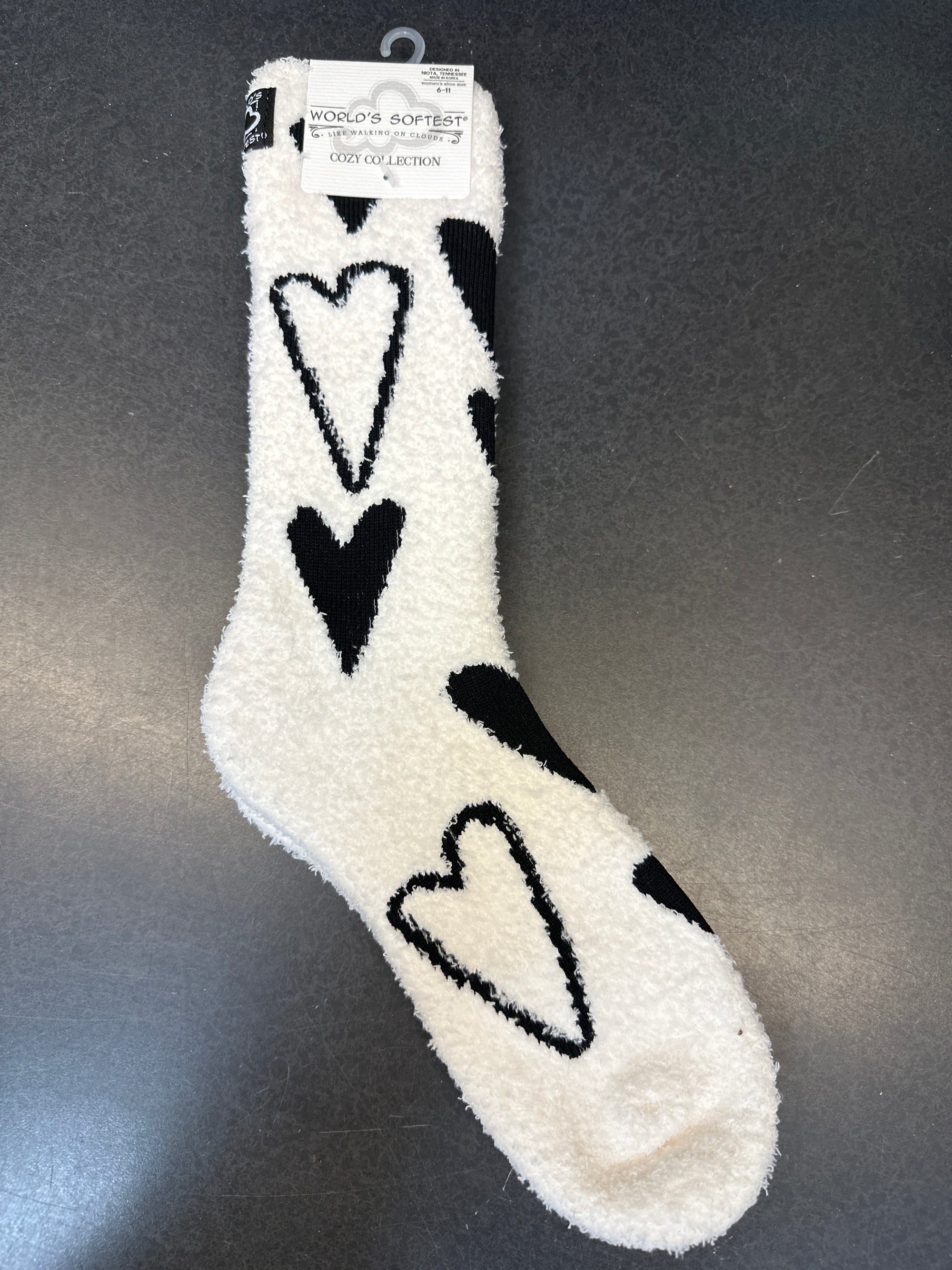 Worlds Softest Socks Black Hearts