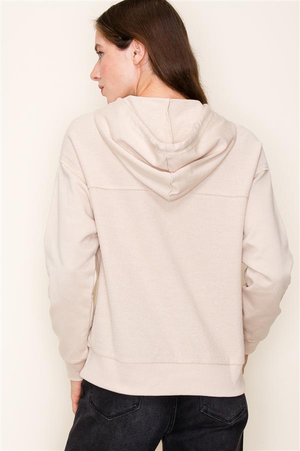 Hooded Button Down Pullover Top