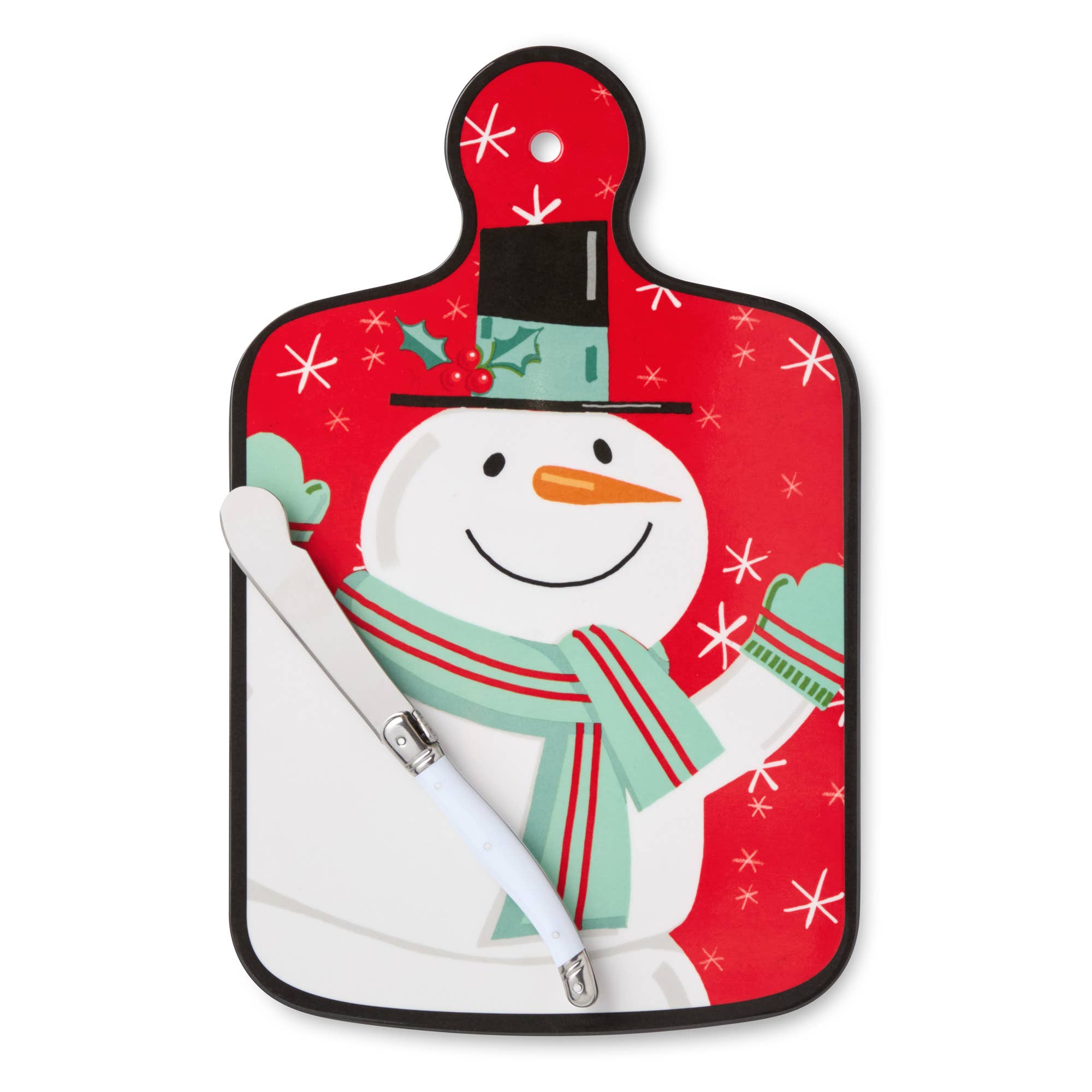 Christmas Whimsy Snowman Cheese Board and Knife Gift