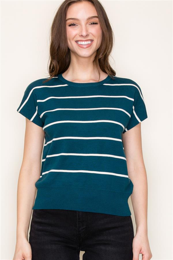 Striped Short Sleeve Sweater FINAL SALE