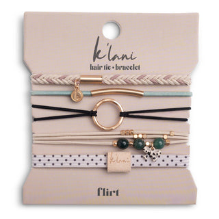 K'Lani Flirt Cream & Black Polka Dot Hair Tie Bracelet Set