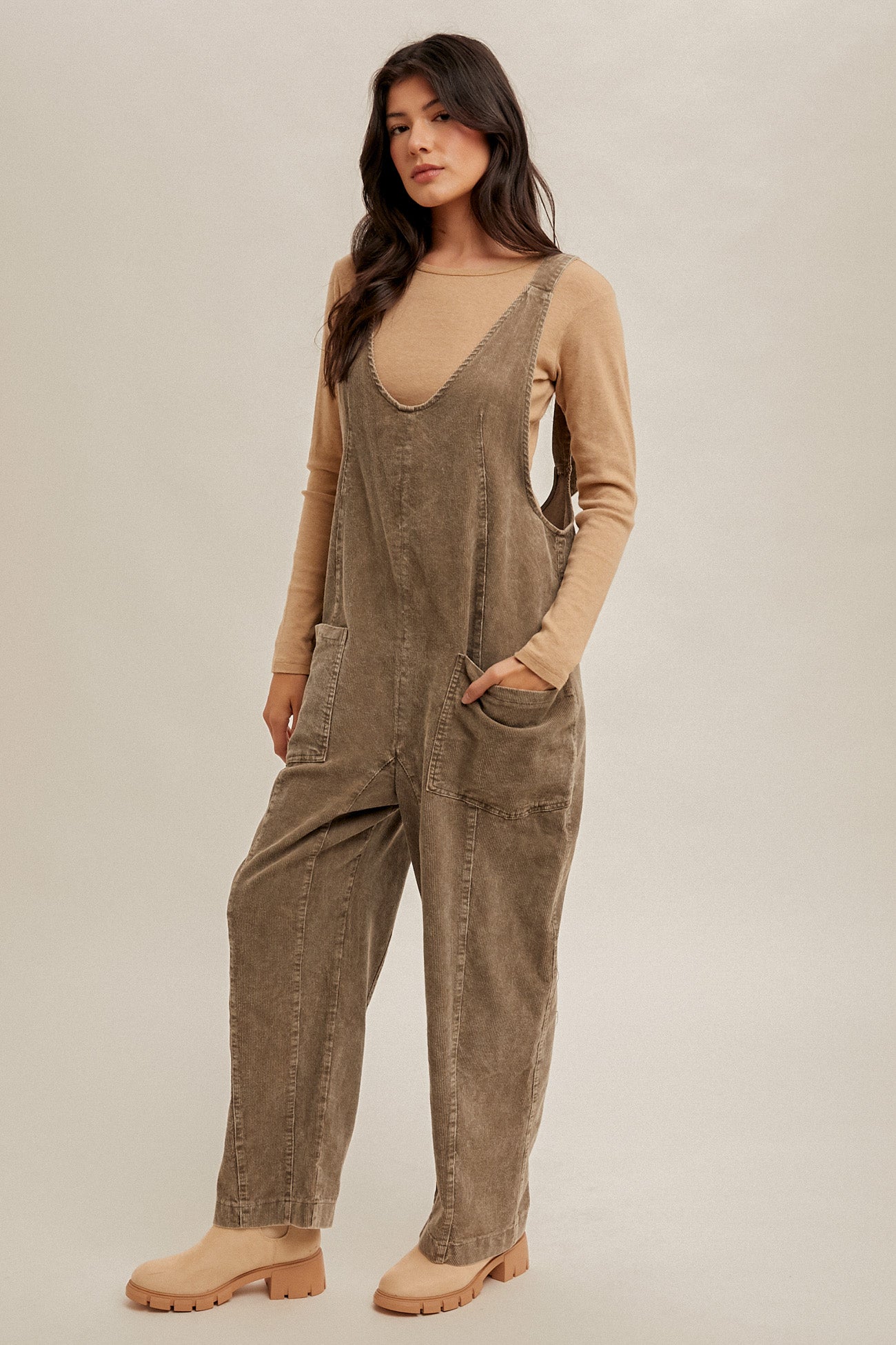 Snow Washed Corduroy Overalls