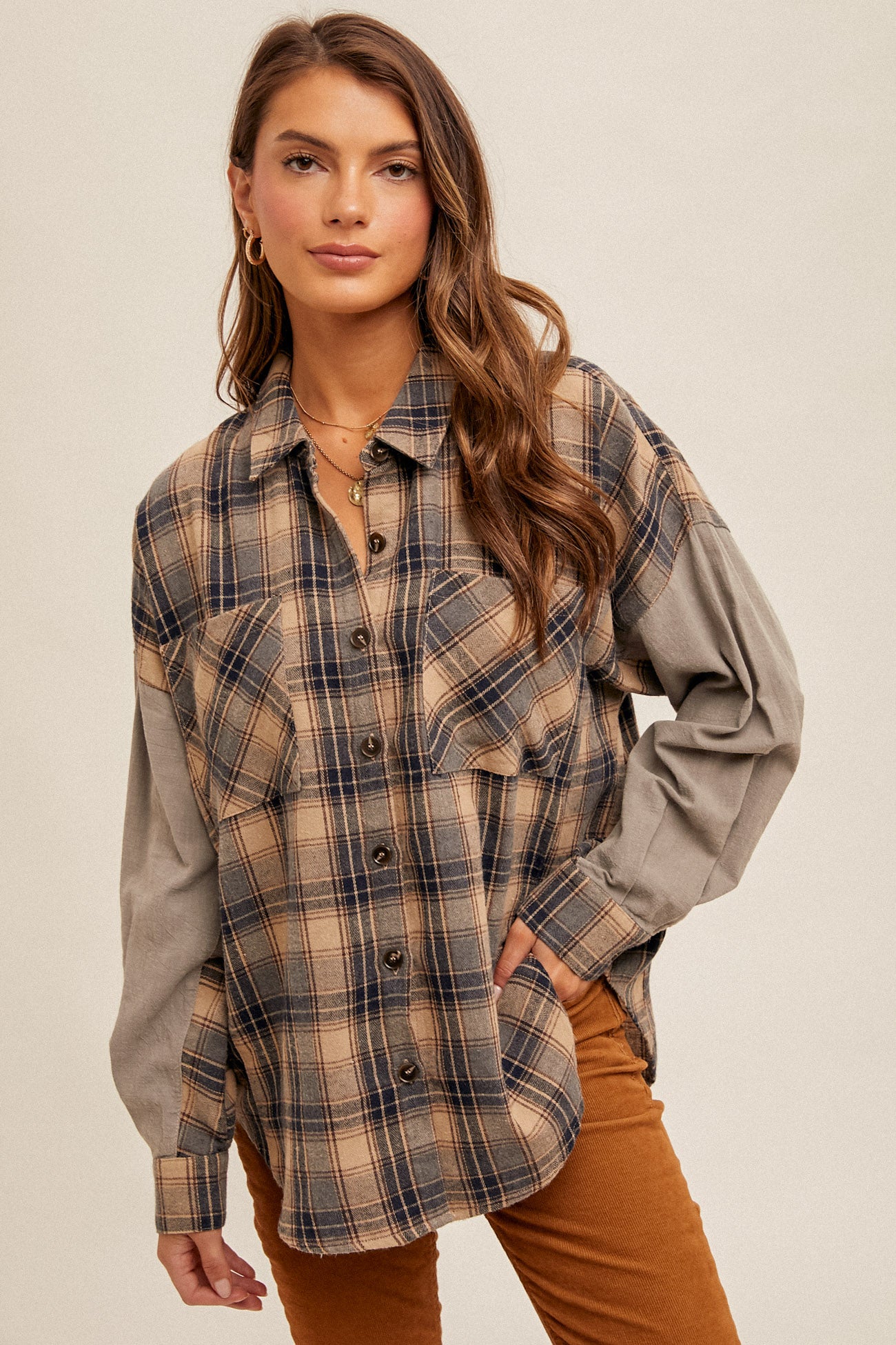 Oversized Plaid Button Down Shirt