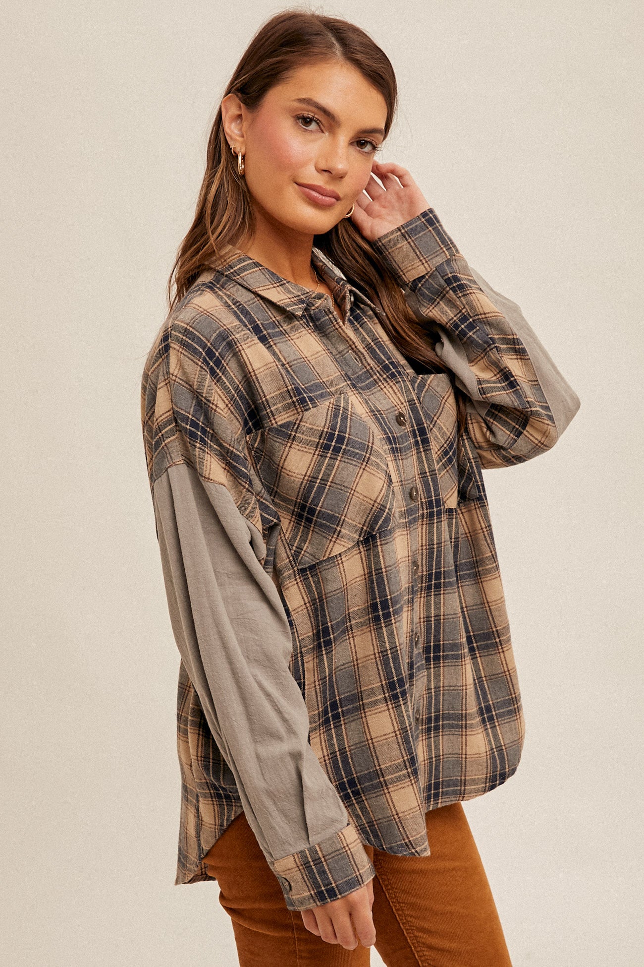 Oversized Plaid Button Down Shirt