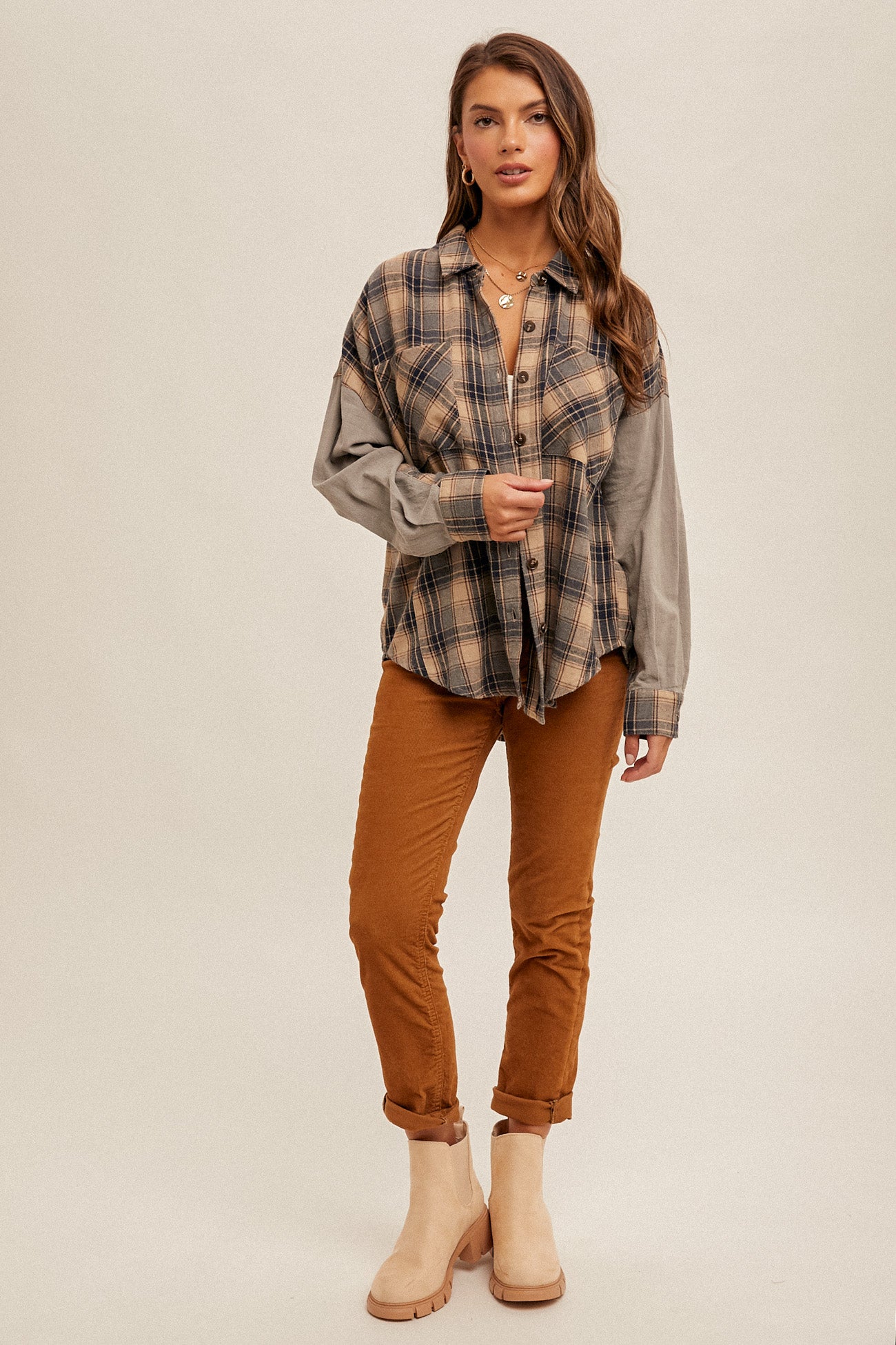 Oversized Plaid Button Down Shirt