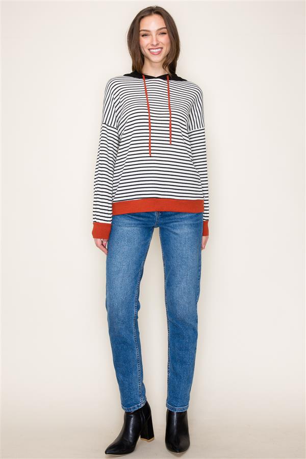 Striped Hoodie Top