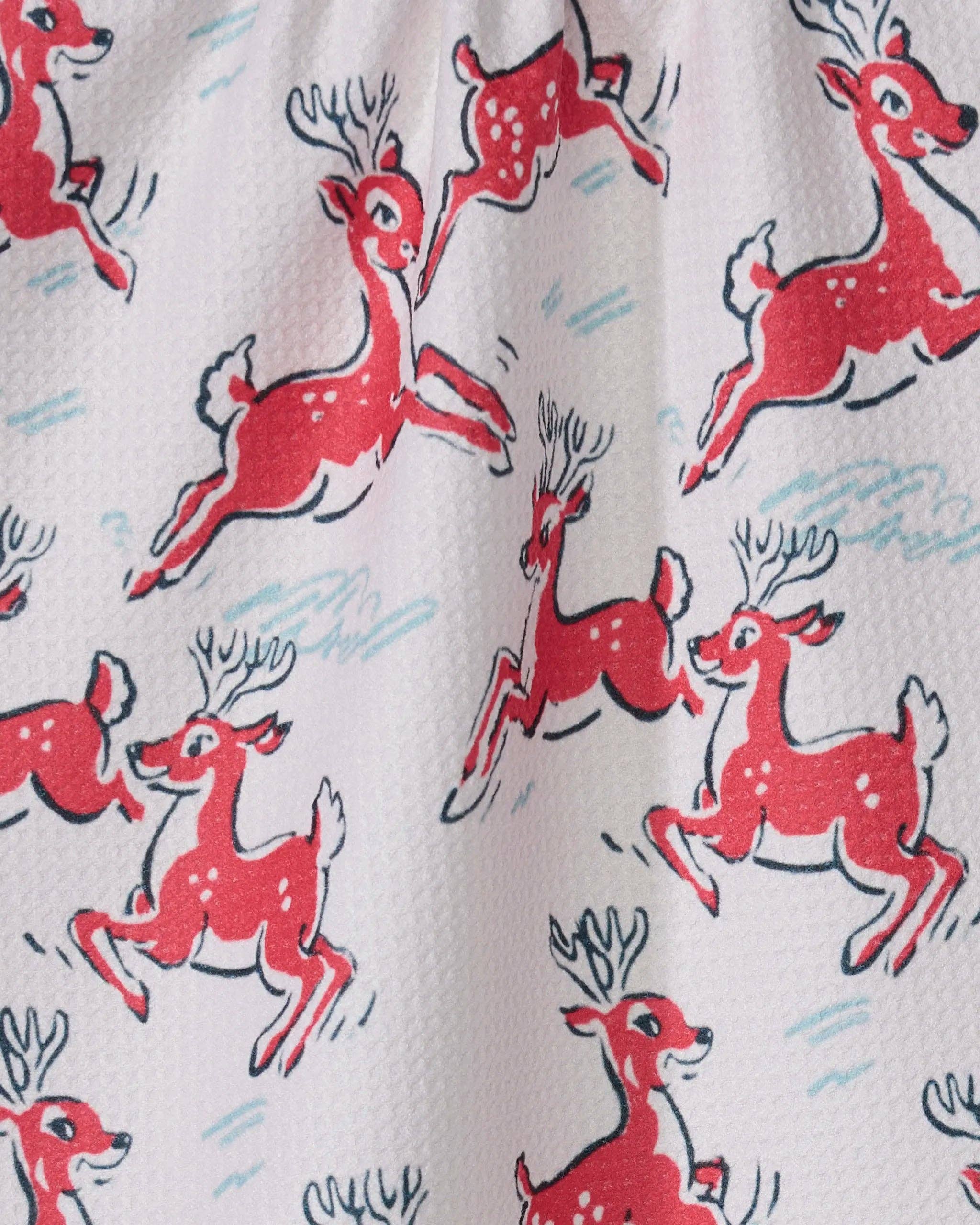 Geometry Prancing Reindeer Tea Towel