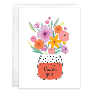 Thank You Greeting Card - Dotty Flower Vase