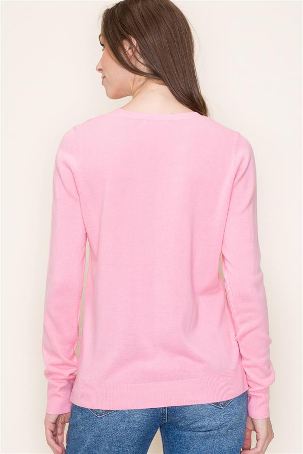 Solid Color Crew Neck Sweater