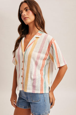 Multi Color Button Down Knit Top