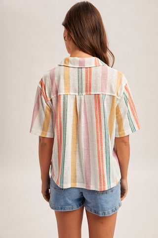 Multi Color Button Down Knit Top