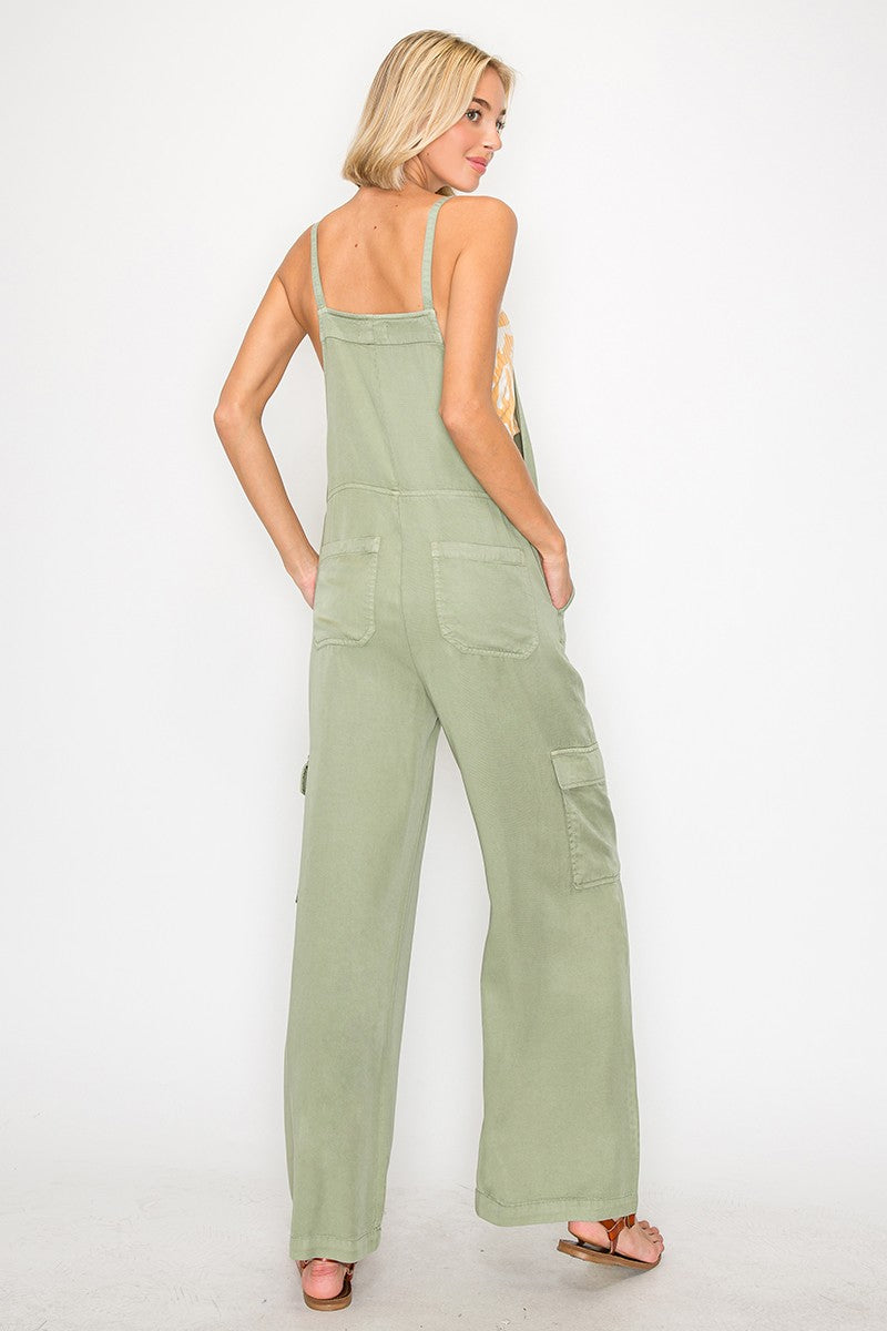 Wide Leg Tencel Overalls FINAL SALE