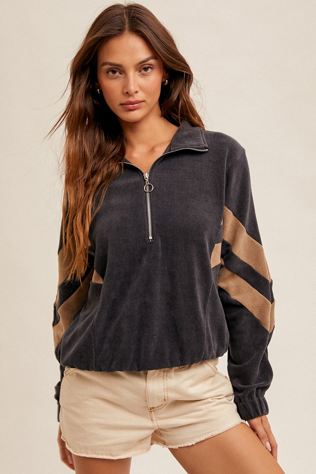 Corduroy Half Zip Top