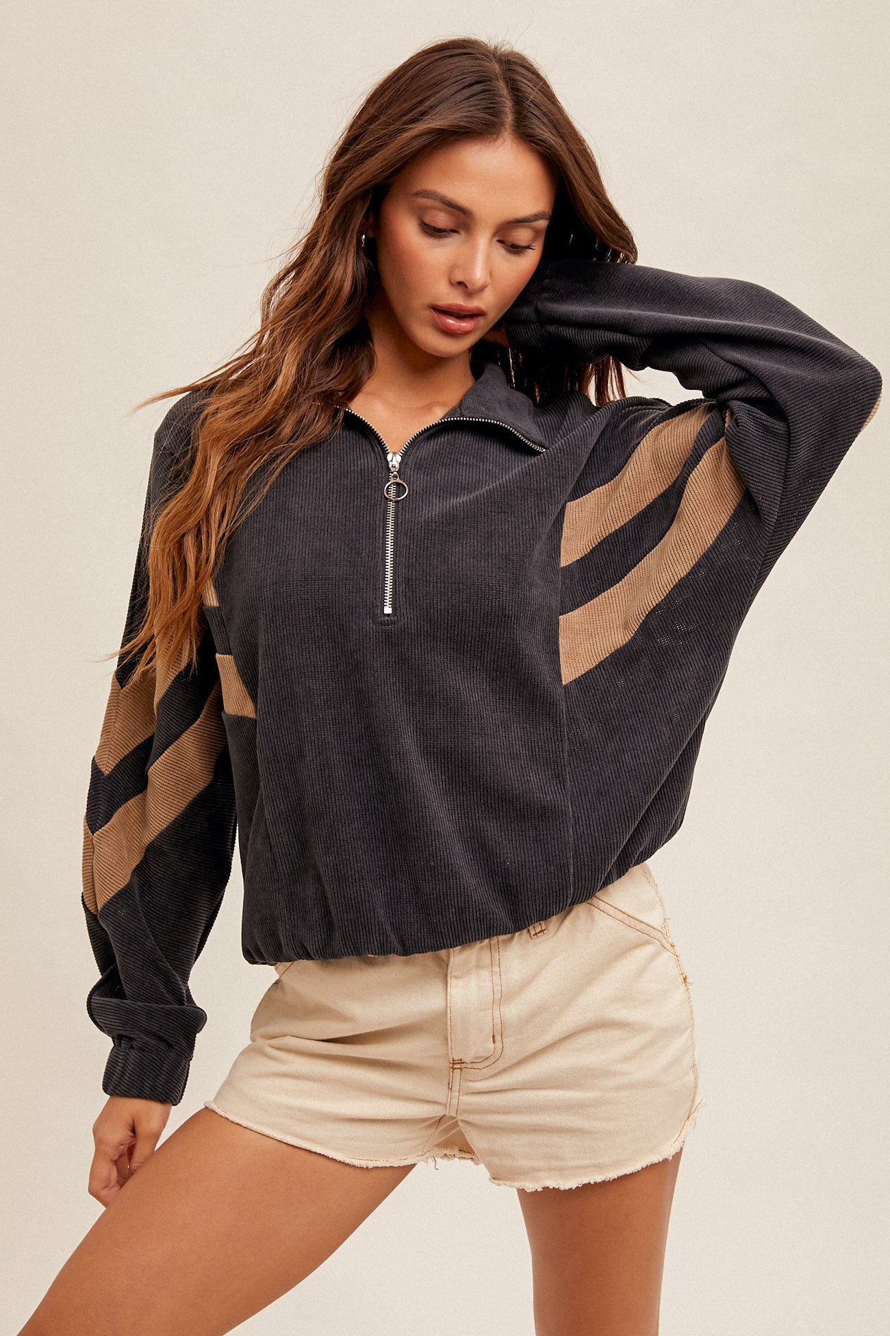 Corduroy Half Zip Top