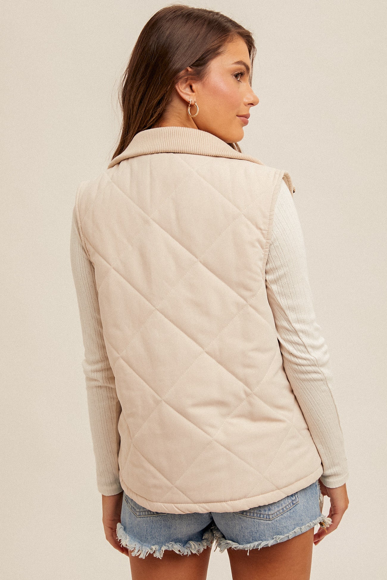 Quilted Vest w/ Ribbed Collar