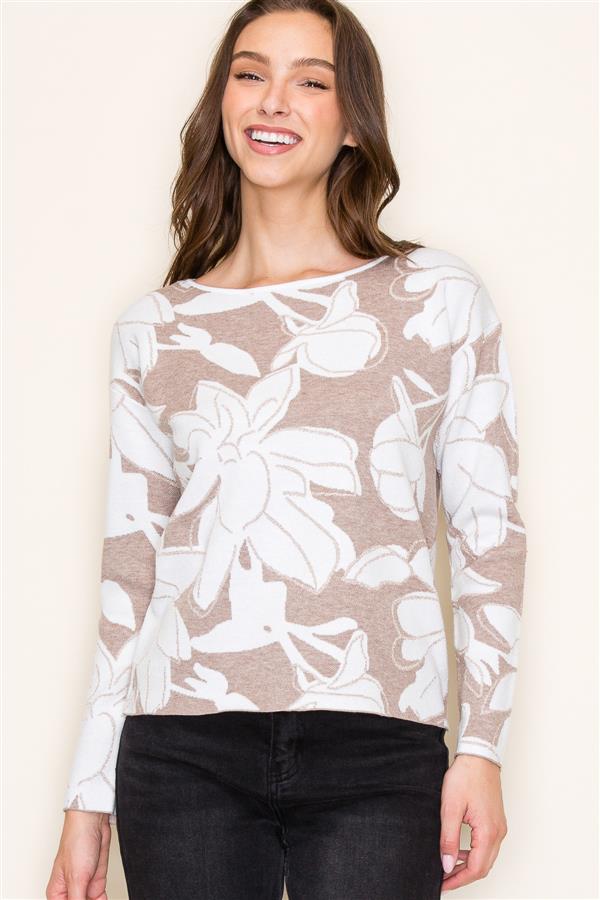 Jacquard Floral Printed Sweater