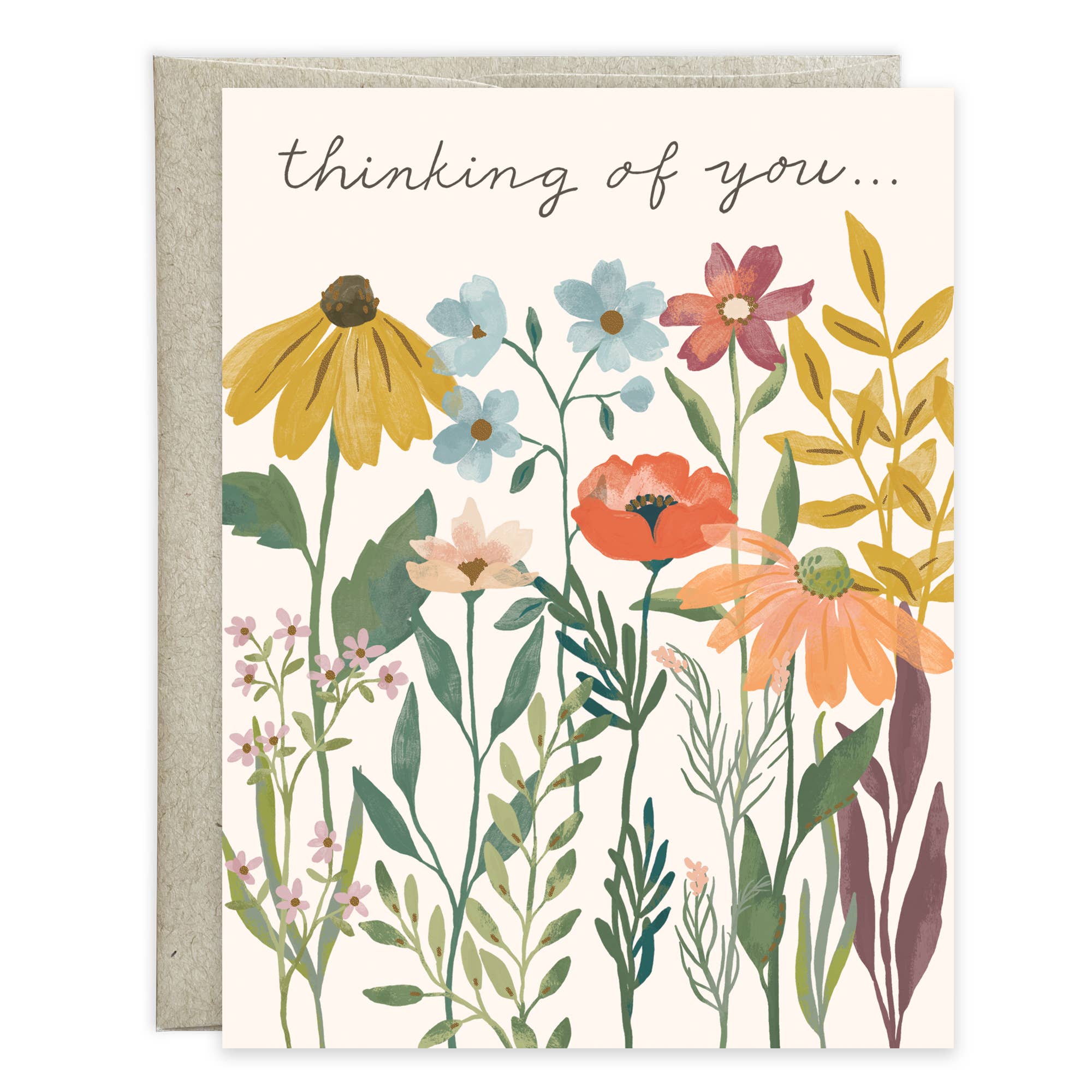 Thinking of You Greeting Card - Wildflower Stems