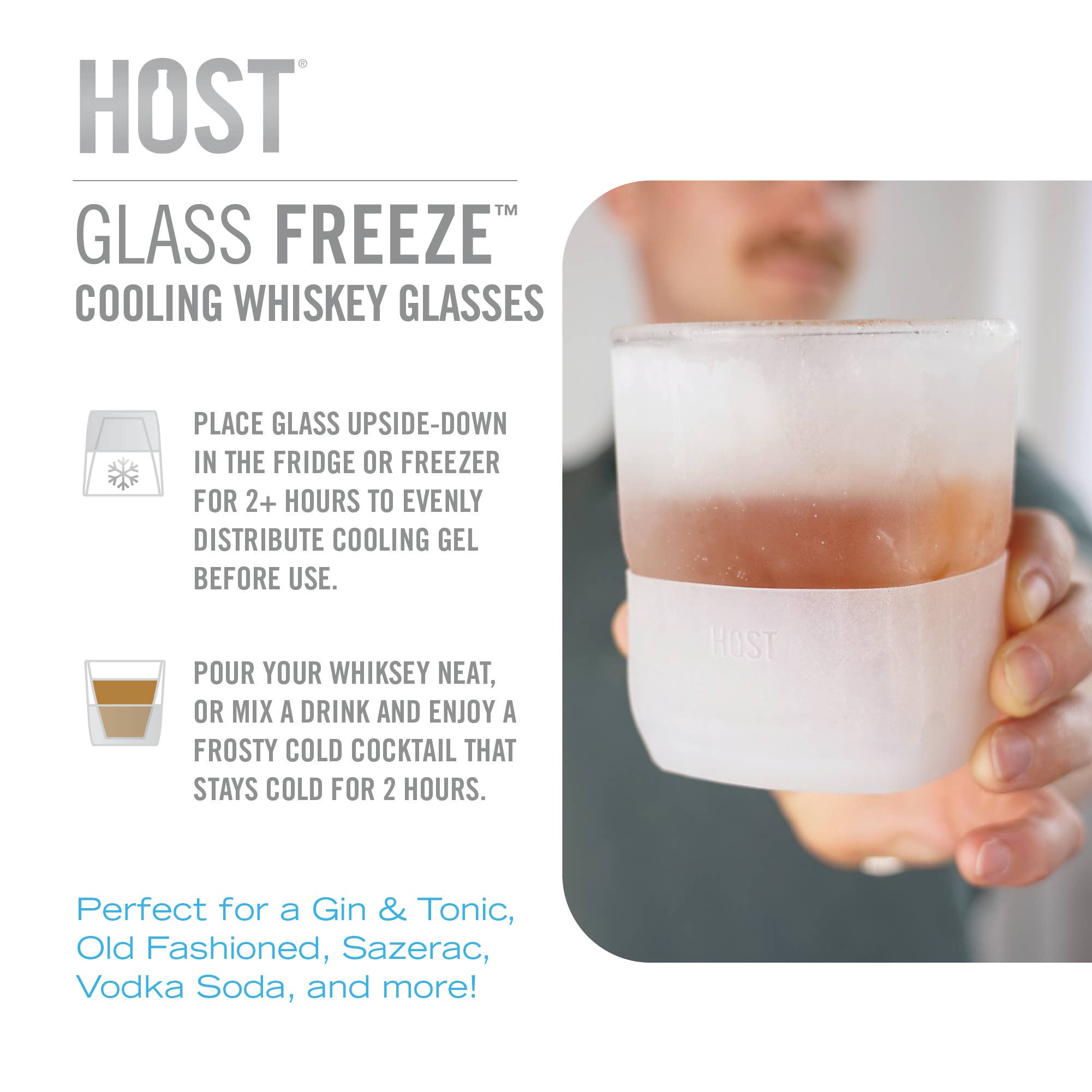 Glass FREEZE™ Cooling Whiskey Glasses - Frost