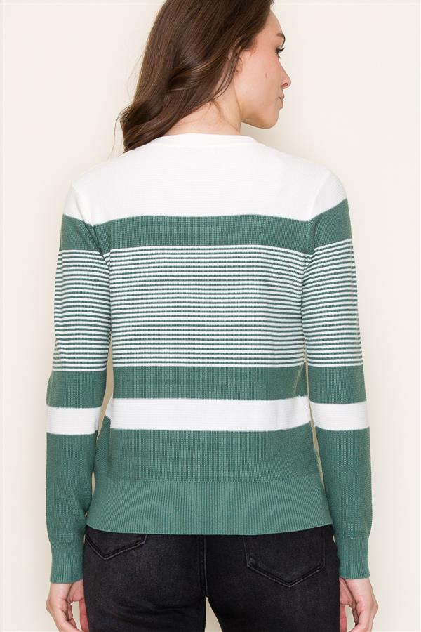 Mini Waffle Color Blocked Sweater