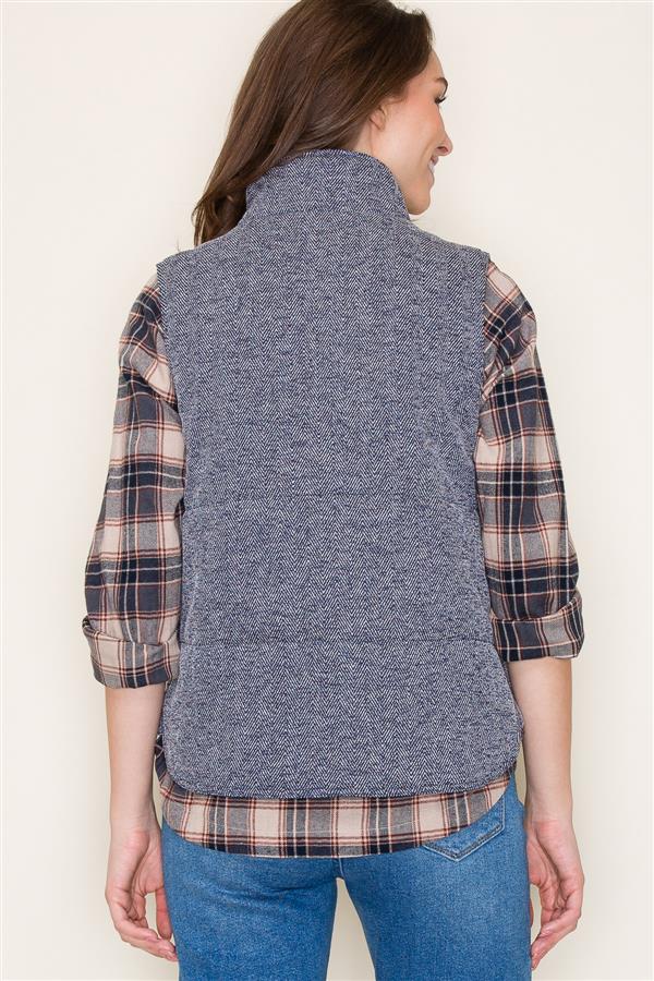 Polar Collar Herringbone Padded Vest