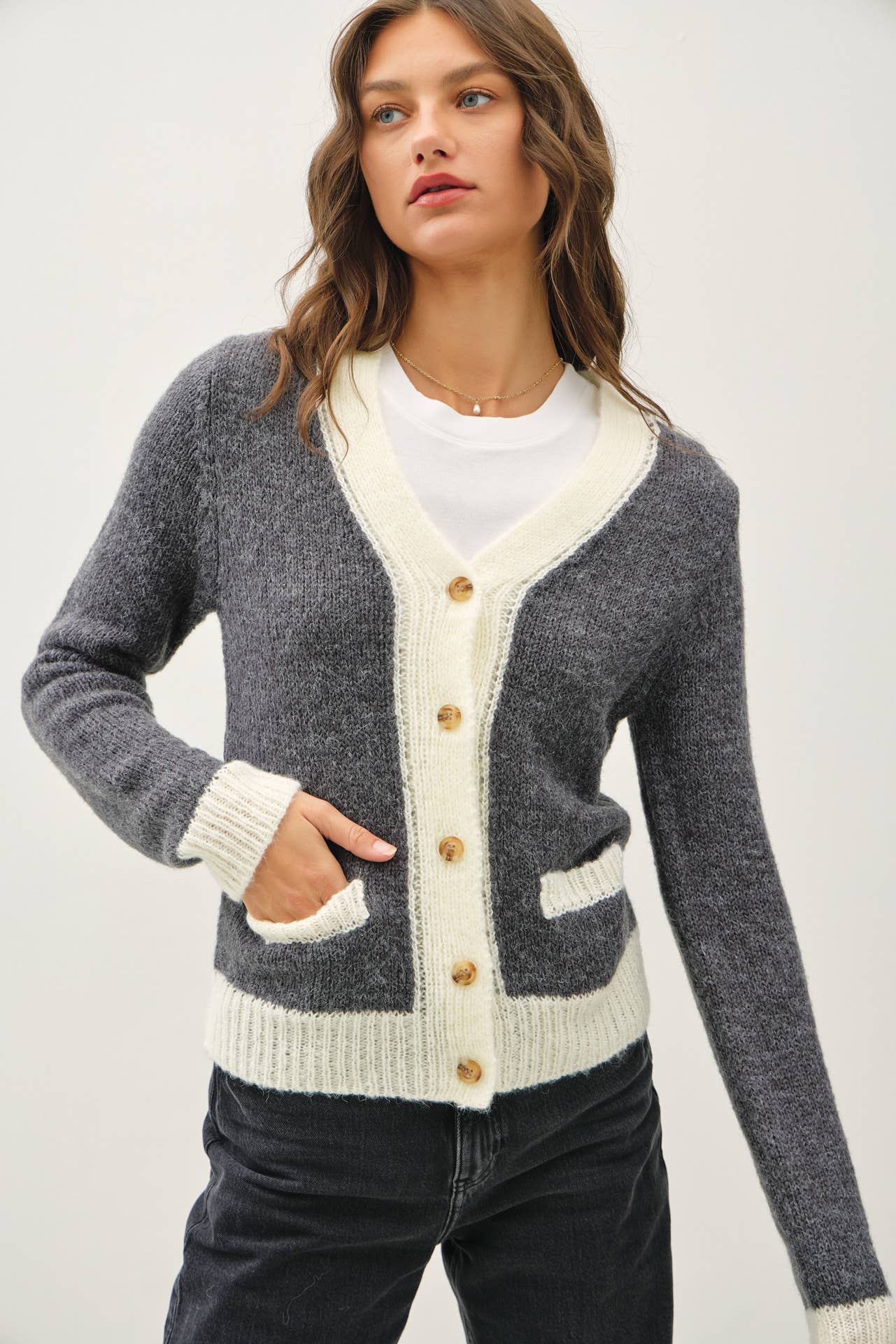 Two Toned Varsity Style Cardigan