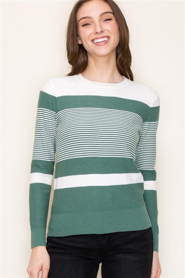 Mini Waffle Color Blocked Sweater