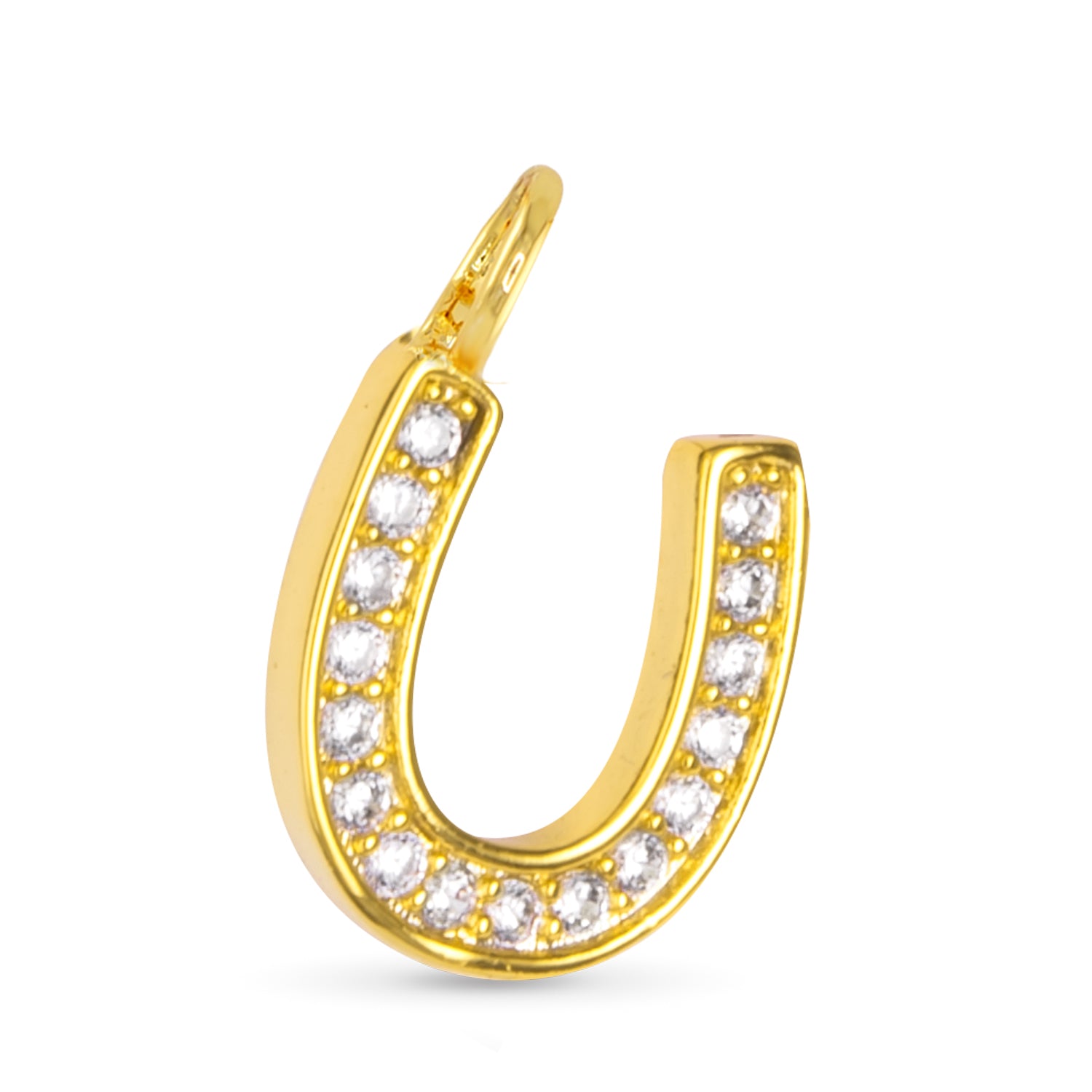 Gold CZ Horseshoe Necklace Charm