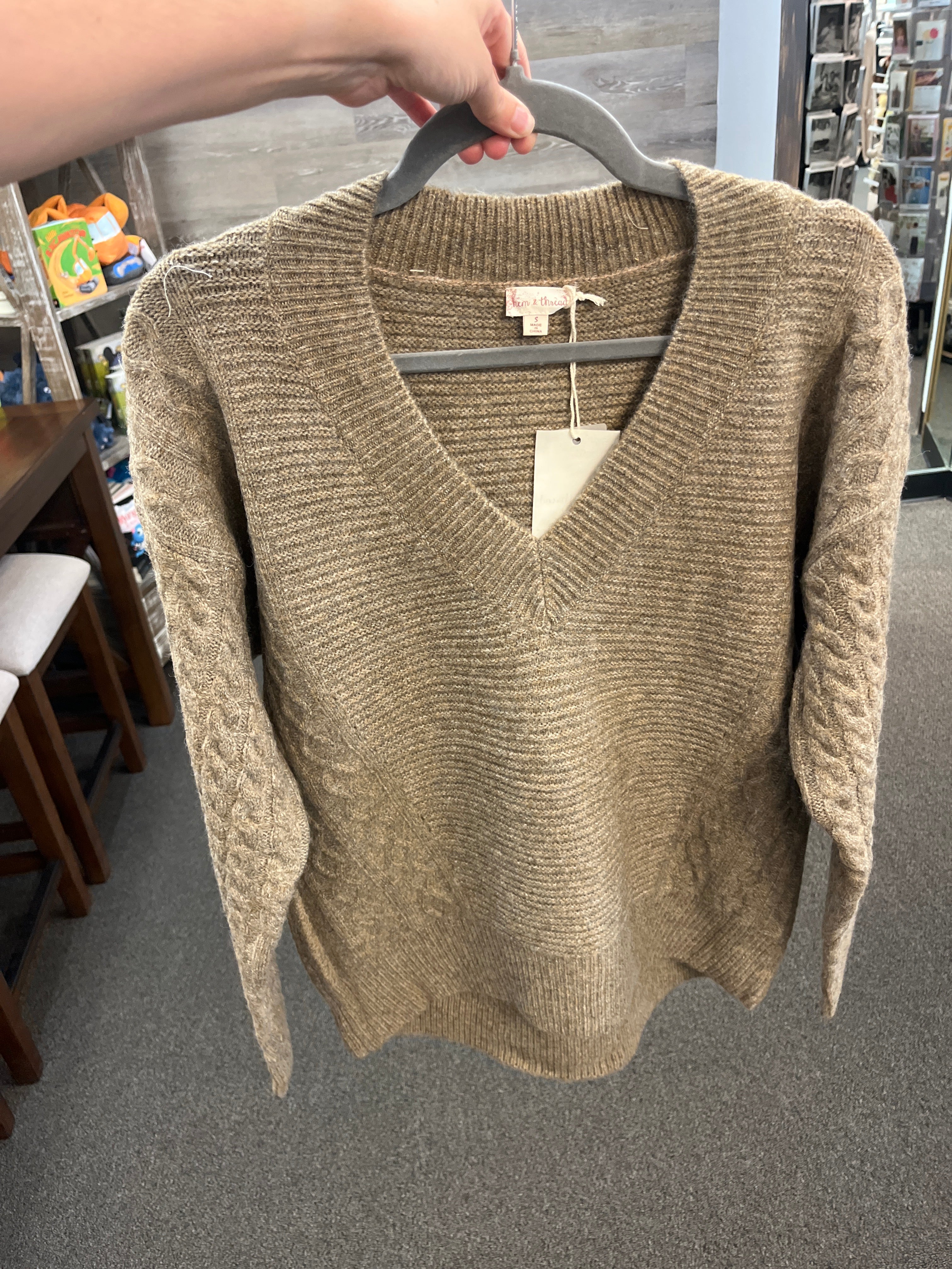 Soft V-Neck Cable Knit Sweater