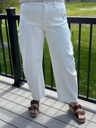 Risen Slouchy Barrel Floral Patch Pants FINAL SALE