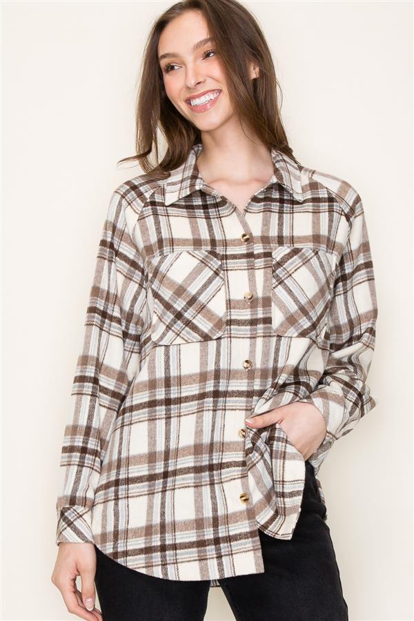 Collared Button Down Plaid Shirt