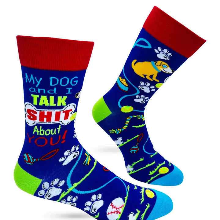 My Dog and I Talk Shit Men's Crew Socks