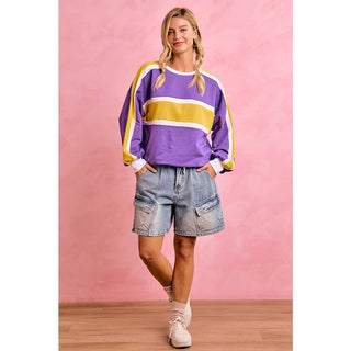 Women's Sporty Colorblock Pullover Sweatshirt