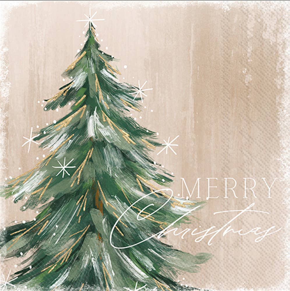 Paper Cocktail Napkins Gilded Painterly Tree Christmas