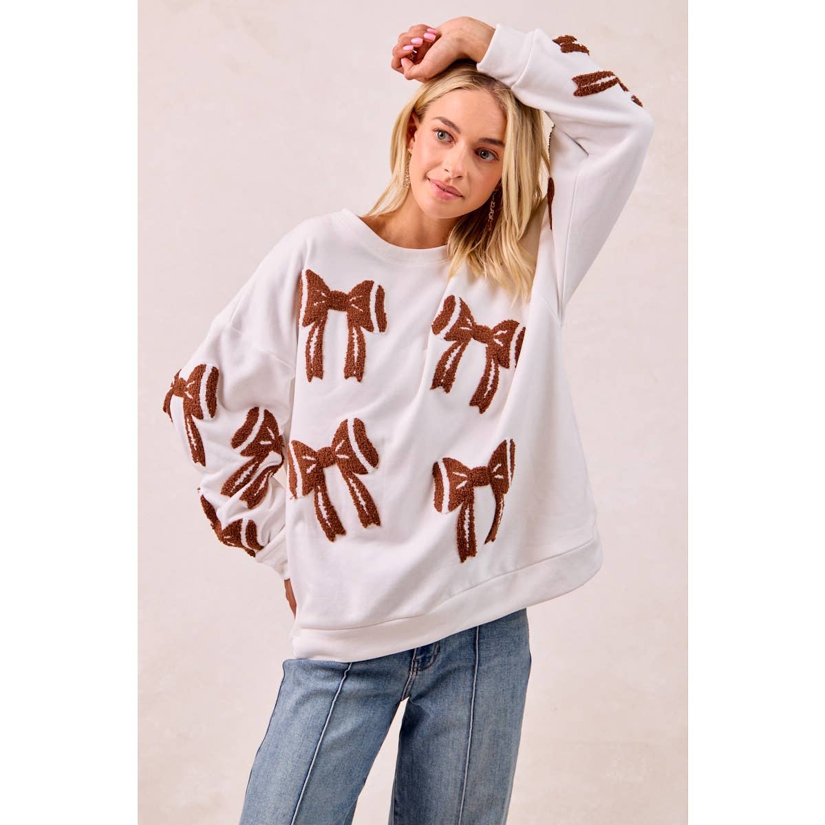 Gameday Football Bow Long Sleeve Top