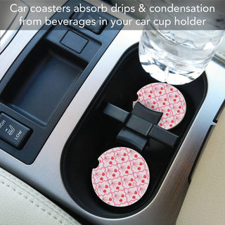 Sketched Cherries Single Stone Car Coaster