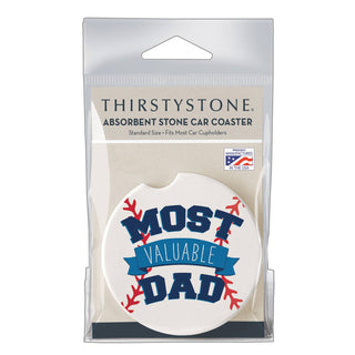 Most Valuable Dad Absorbent Stone Car Coaster 1pk