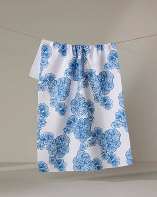 Geometry Celia Tea Towel – Blue Botanical Geranium Kitchen Towel