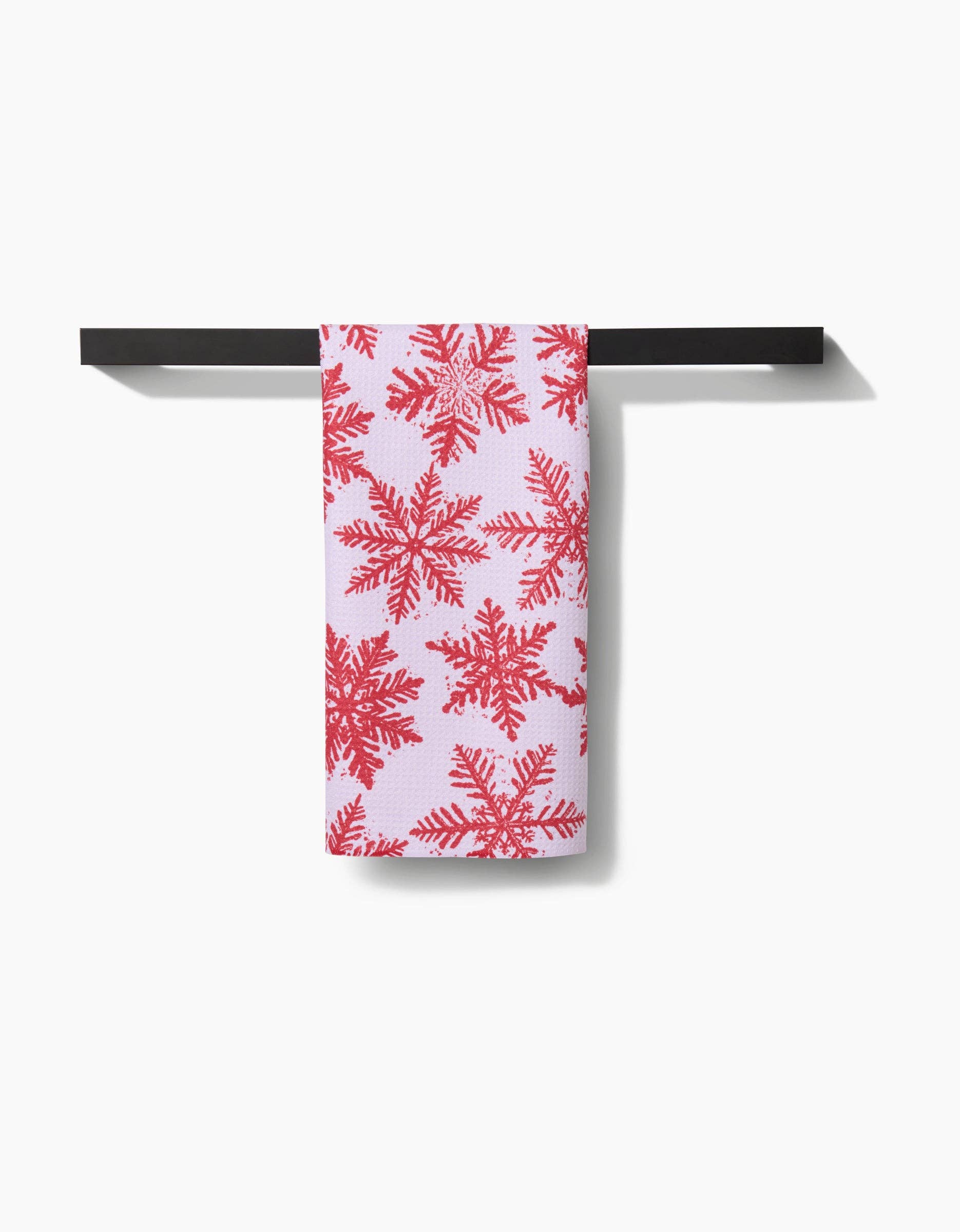 Geometry Snowy Days Red Tea Towel