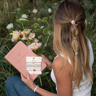 K'Lani Risen Warm Neutrals & Gold Christus Hair Tie Bracelet Set