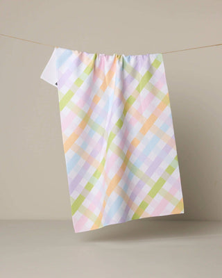 Geometry Spring Basket Tea Towel – Pastel Plaid Kitchen Towel